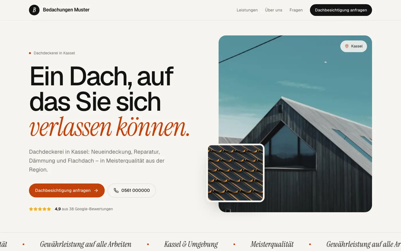 Beispiel-Website Dachdecker