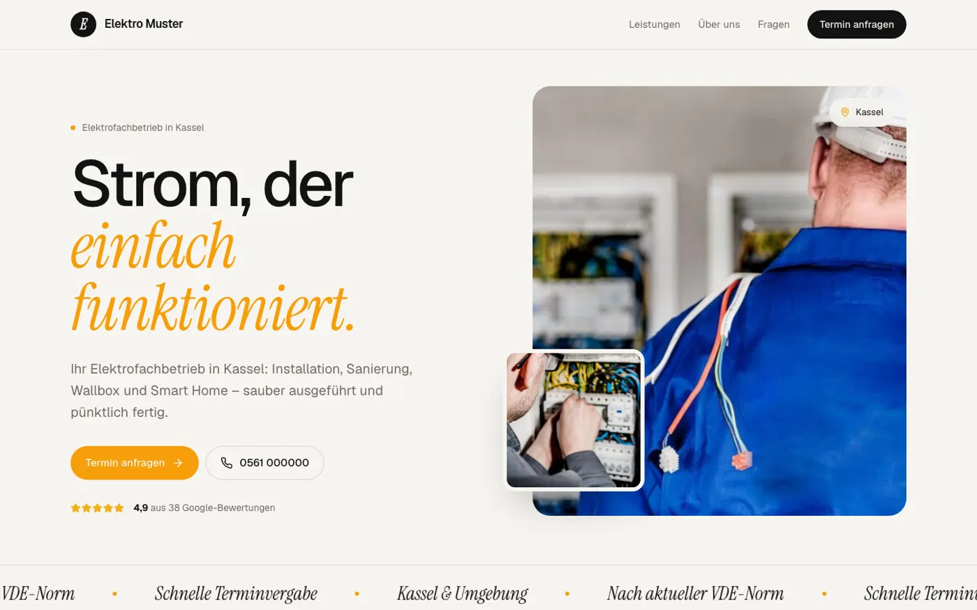 Beispiel-Website Elektriker