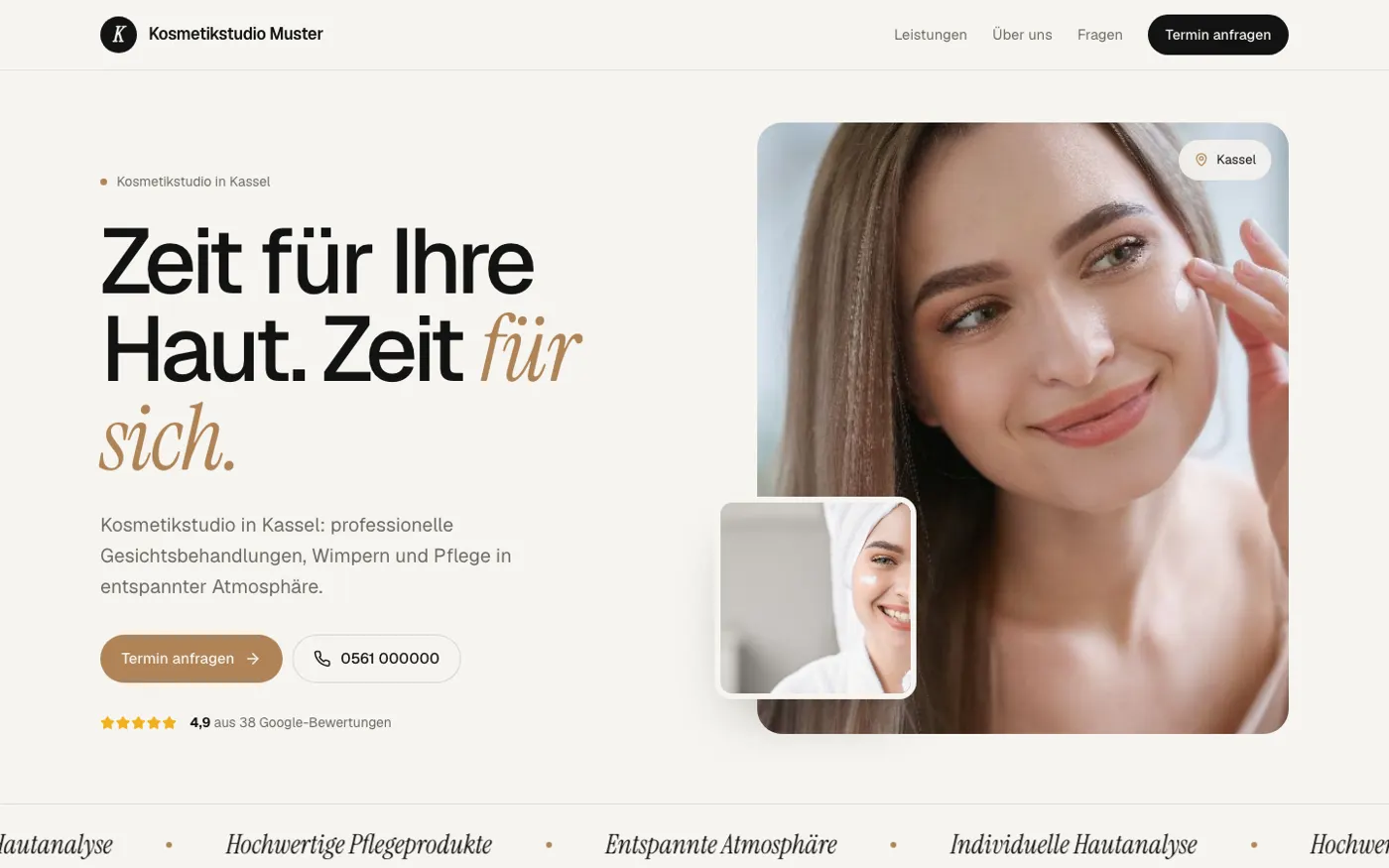 Beispiel-Website Kosmetikstudio