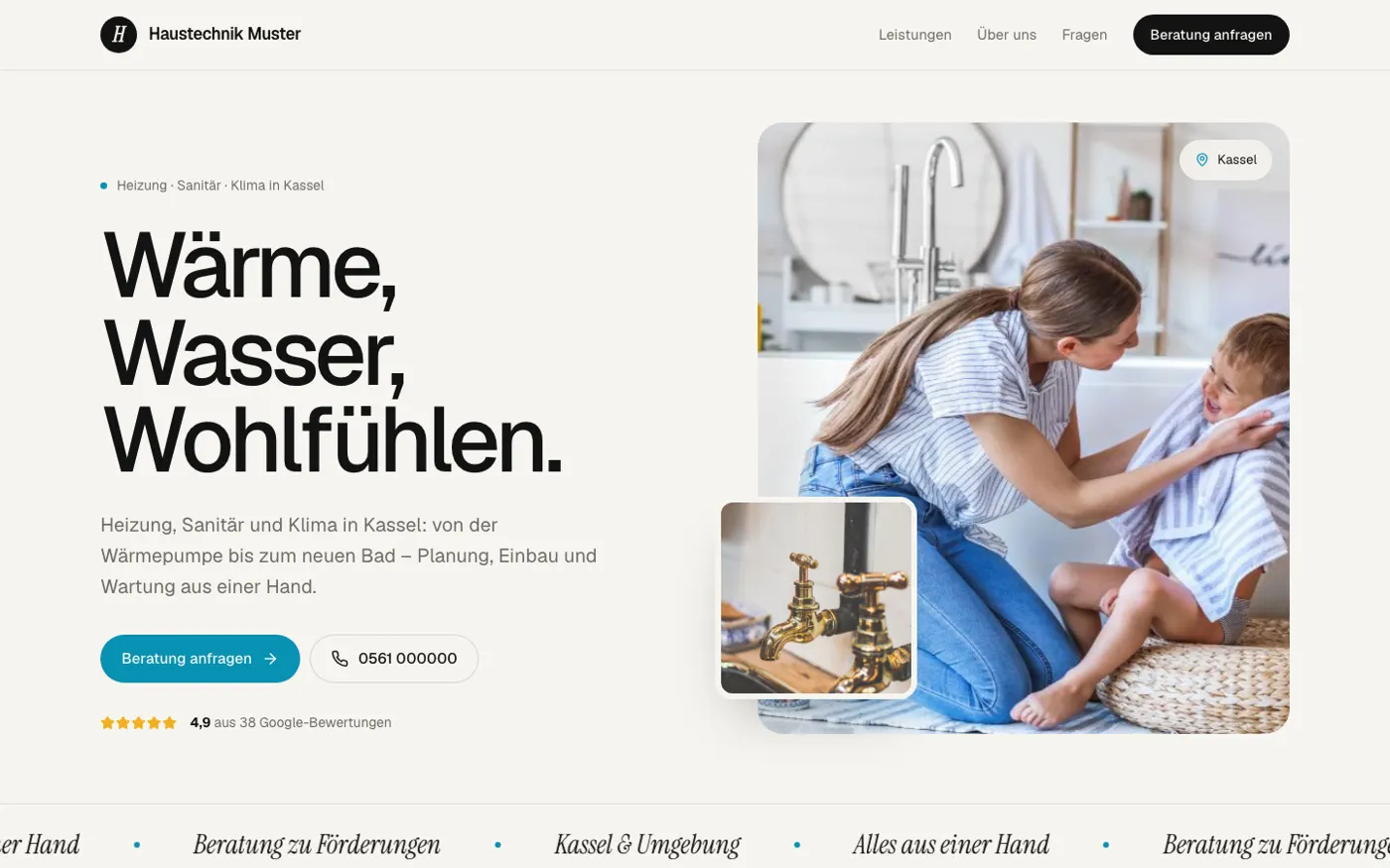 Beispiel-Website Heizung & Sanitär