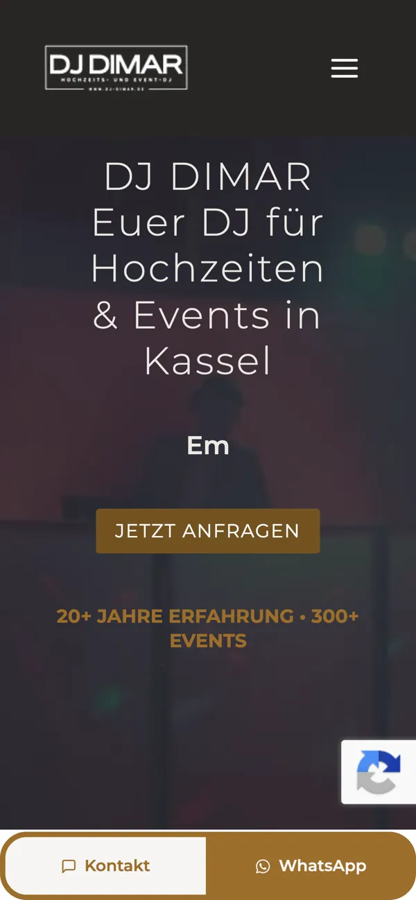 Website DJ Dimar auf dem Smartphone
